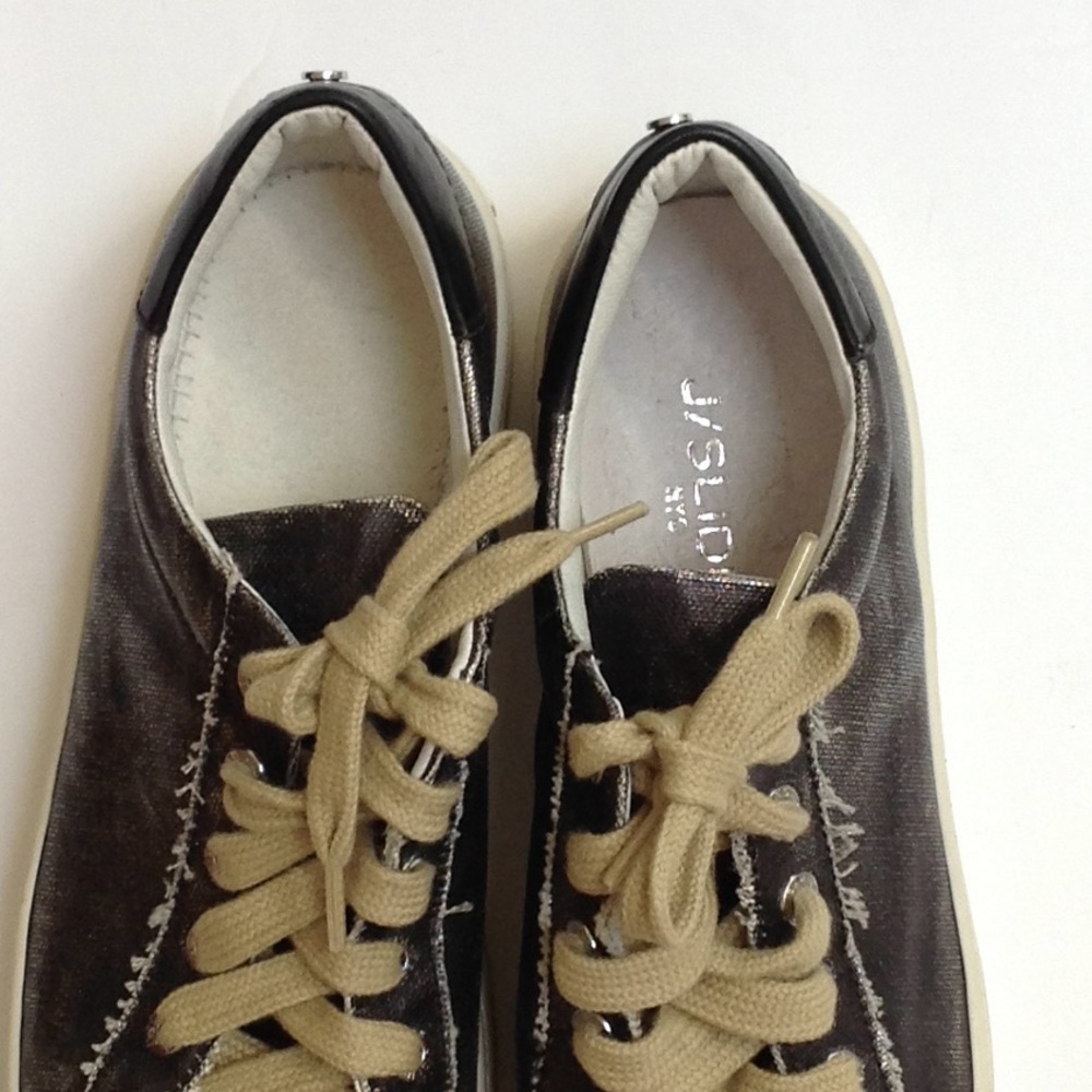 J/Slides Gray Metallic Canvas Platform Sneaker - image 4